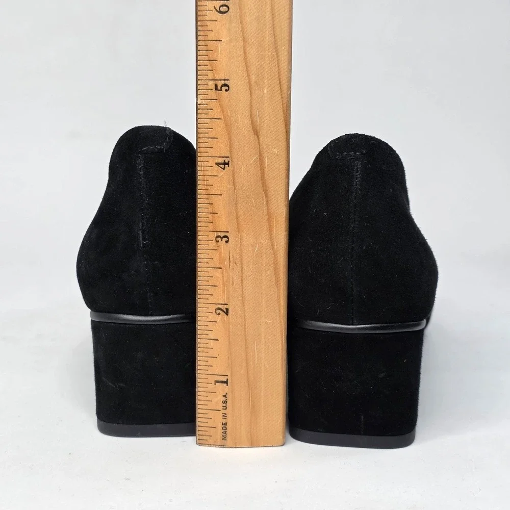 Vaneli Solara Womens Heels Size 7.5 Black Suede Block Heel Slip On Classic Shoes
